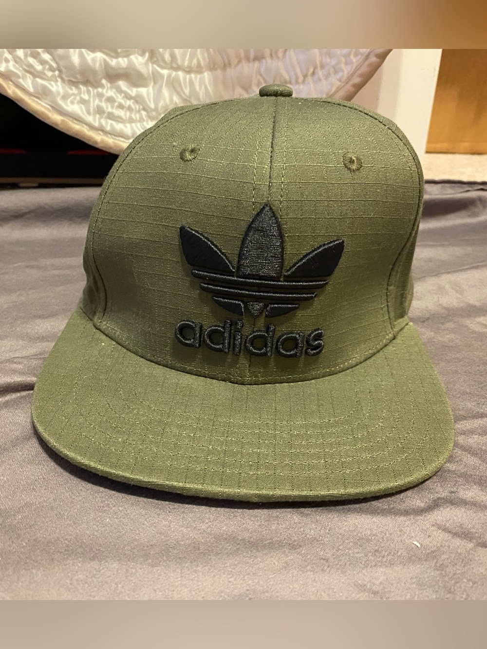 Adidas olive green black snapback hat